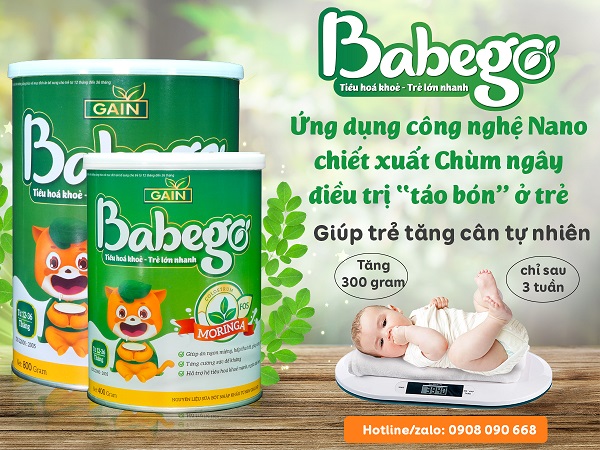 Sữa Babego chứa nhiều chất xơ cho bé